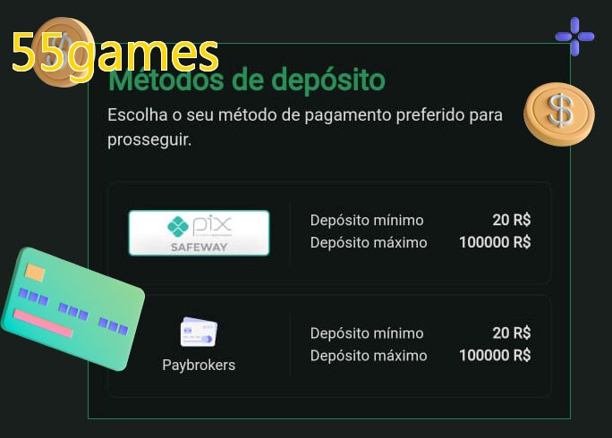 O cassino 55gamesbet oferece uma grande variedade de métodos de pagamento